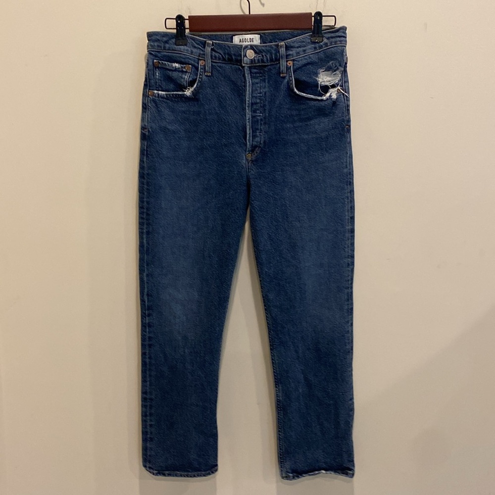 Agolde Blue Button Fly  Denim Riley Jeans sz 28